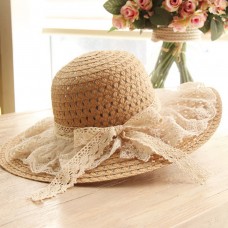 HOT Adorable Beach Hat Fashion Summer Sun Hat Mujer&apos;s Floppy Straw Laced Hat NEW  eb-95093773